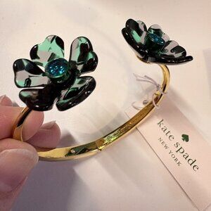 KATE SPADE "Petal Pushers" Green Hinged Open Bracelet